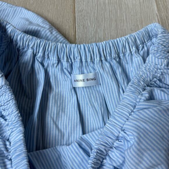 $225 Anine Bing Ruffle Striped Blue & White Off The Shoulder Top - L - Picture 6 of 6